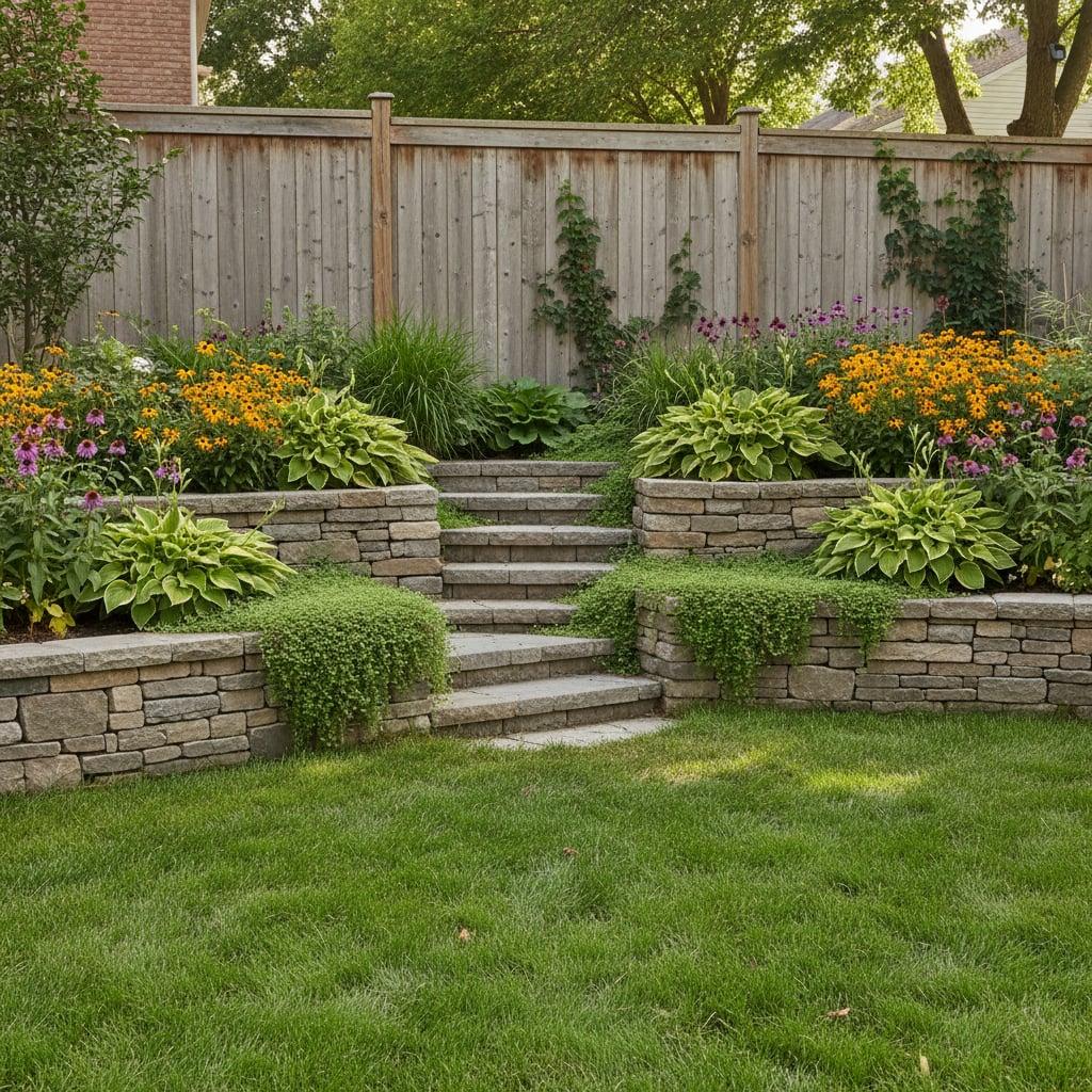 Garden + Retaining Wall — after